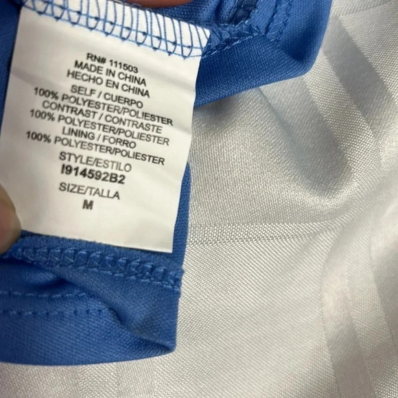 Coastal cowgirl white ,blue belted cap sleeve dress with crochet top and chevron - Picture 13 of 14